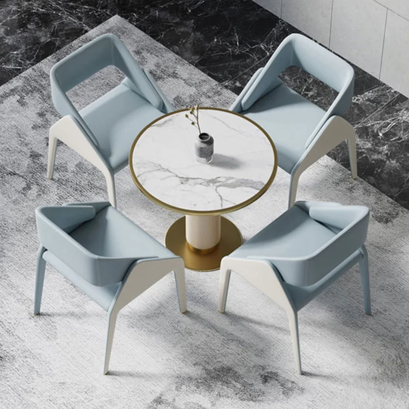 Скандинавские обеденные стулья из искусственной кожи для кухонной мебели Дизайн спинки обеденного стула Легкие роскошные ресторанные обеденные стулья . ' - ' . 4