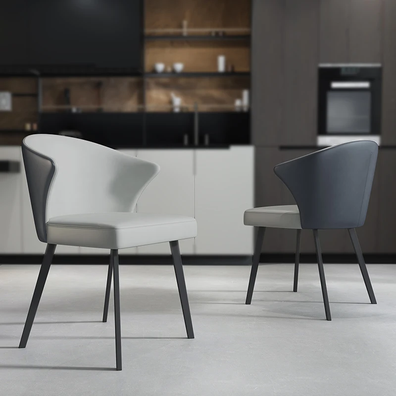 Расслабляющий стул для кофейни Современный простой домашний стул для отдыха с ножками из черной углеродистой стали, обитый тканью шезлонг для столовой . ' - ' . 0