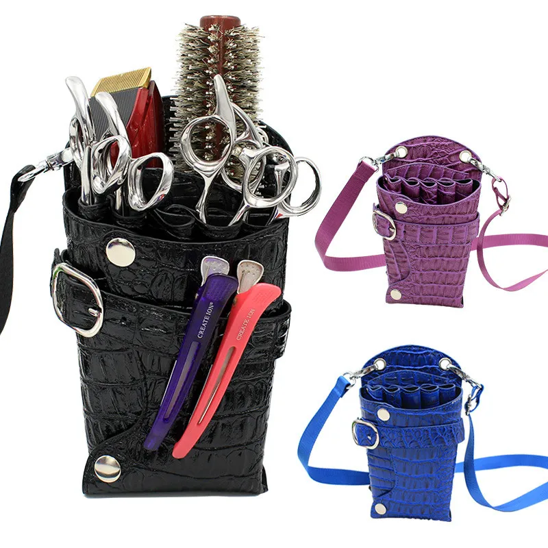 Высококачественная искусственная кожа, профессиональная сумка для ножниц, парикмахерский карман для инструментов с текстурой крокодила, чехол для ножниц для домашних животных . ' - ' . 0