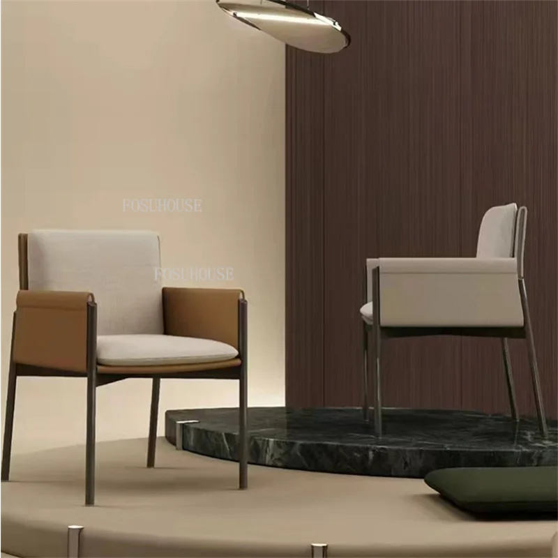 Расслабляющие современные итальянские минималистичные кожаные обеденные стулья для кухни Nordic Light Роскошное кресло Бытовая мебель Stoelen . ' - ' . 1