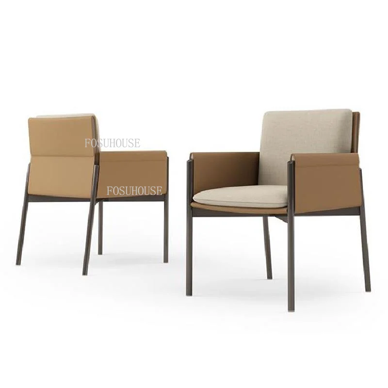 Расслабляющие современные итальянские минималистичные кожаные обеденные стулья для кухни Nordic Light Роскошное кресло Бытовая мебель Stoelen . ' - ' . 4