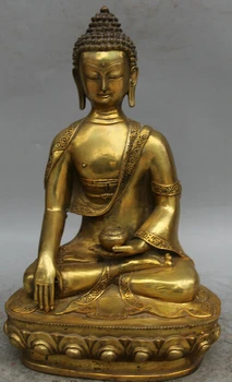 13-Дюймовое сиденье в стиле тибетского буддизма, Бронзовое, позолоченное, Статуя Чаши Будды Шакьямуни Амитабхи