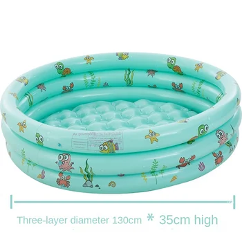 130-сантиметровый надувной круглый бассейн с тремя кольцами, детский бассейн для лягушек, бытовой детский утолщенный надувной бассейн