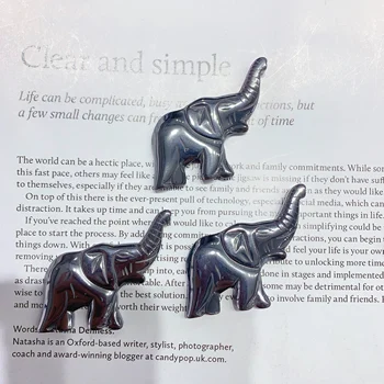 1ШТ 45 мм Изделия из натурального терагерцового хрусталя Ручной работы с животными-слонами Серебряного цвета, резьба по исцеляющим камням для слонов, подарок для детей