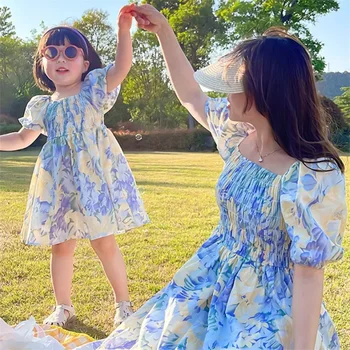 2023 Новые детские платья с цветочным рисунком для мамы-летнее платье для девочки