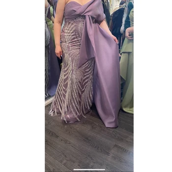 2023 Элегантное Праздничное платье Русалки с фиолетовыми блестками на выпускной с одним ремешком, женское вечернее платье для официальной вечеринки