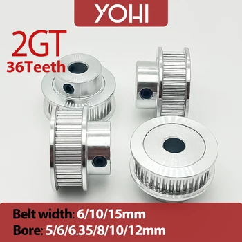 2GT 36-зубчатый Шкив ГРМ GT2 Диаметром 2 м Диаметром 5/6.35/8/10/12 мм для открытого синхронного ремня шириной 6-15 мм Небольшой Люфт для 3D-принтера 36T