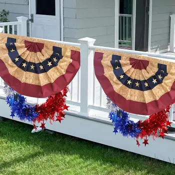 4 июля Плиссированные веерные флаги, американский Флаг США, Звездно-полосатый флаг, баннер ко Дню Независимости, Патриотические украшения