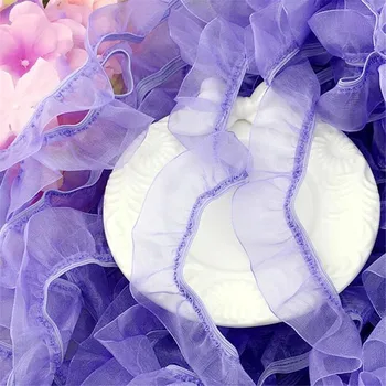 5 метров Фиолетовой эластичной плиссированной кружевной отделки, кружевная лента для ткани, Wap, аксессуары для одежды своими руками, 2,5 см EL0042