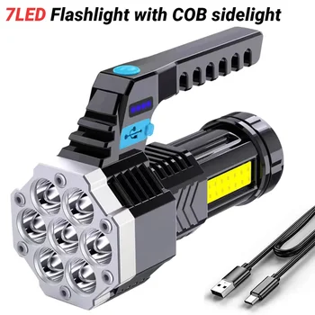 7LED + COB Портативный фонарик Cob Side Light Легкое наружное освещение USB Перезаряжаемый походный фонарь-прожектор для кемпинга