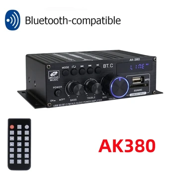 AK380 Bluetooth-Совместимый Усилитель 2-Канальный Усилитель Сабвуфера HIFI Bass 40 Вт + 40 Вт Музыкальный Плеер USB AUX Караоке для Домашнего Автомобиля