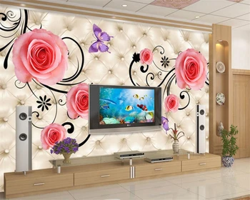 Beibehang пользовательские обои для украшения дома 3d мягкая сумка розы картина Европейская роскошная гостиная 3d обои фотообои