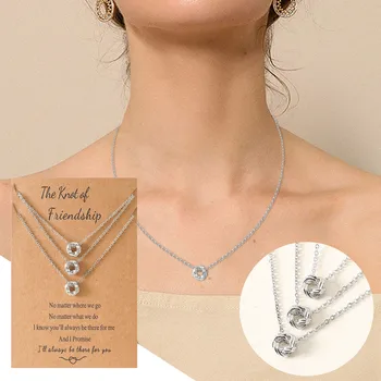 C001, модные ювелирные изделия, Ожерелье Дружбы с карточкой и письмом, Латунное круглое ожерелье с подвеской для женщин, Женское ожерелье-цепочка