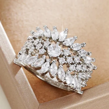 CAOSHI Сверкающее кольцо для благородной леди с блестящим цирконием, Аксессуары для пальцев серебряного цвета для свадебной церемонии, Великолепный подарок