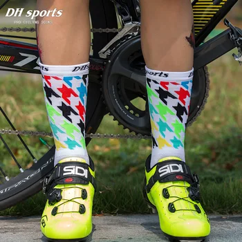 DH Профессиональные велосипедные носки свободного размера, Компрессионные, для спорта на открытом воздухе, для бега, пешего туризма, Баскетбольные носки, Дышащие Футбольные носки для мужчин