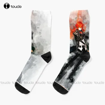 Diluc - Genshin Impact Socks забавные носки для женщин Персонализированные Пользовательские Унисекс Взрослые подростковые молодежные Носки с цифровой печатью 360 ° забавный носок