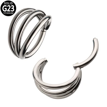 G23 Титановое кольцо в носовой перегородке с 3 Вентиляторами Дизайн Кликер Сегментный обруч Пирсинг Шарнирная спираль из хряща Серьги Женские украшения для тела