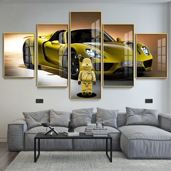 Huracan Aventador Bearbrick 5 шт. Настенный художественный холст, плакат, картины для гостиной, домашний декор, Украшения для картин