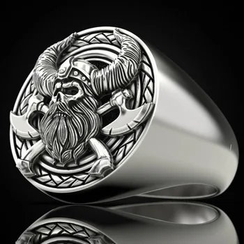 KOFSAC 2021 Модные кольца из стерлингового серебра 925 пробы для мужчин, вечеринка, хип-хоп, скандинавская мифология, кольцо с пиратским черепом, ювелирные изделия, лидер продаж