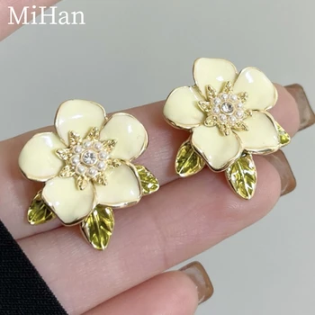MiHan Modern Jewelry Серьги-цветы из серебра 925 пробы, Винтажный Темперамент, Милый Дизайн, Металлические серьги для женщин, Подарки