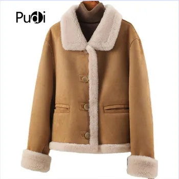 Pudi Женская Шуба из натуральной шерсти, парка, Зимняя теплая куртка для девочек, Тренч A52043