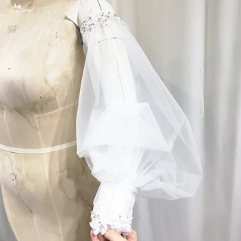 RSG29 Настоящий изготовленный на заказ пышный тюль со съемными рукавами с открытыми плечами для свадебного платья