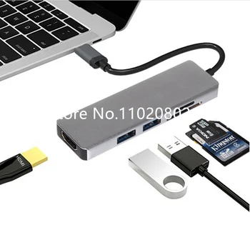 USB C Концентратор 5 В 1 Type C Адаптер HDMI от 3.1 до 4K с устройством чтения карт SD/TF для быстрой зарядки PD для ноутбука MacBook Портативный компьютер