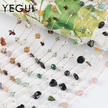 YEGUI C198, цепочка своими руками, проходная, без никеля, 18-каратное позолоченное покрытие, медь, натуральный камень, изготовление ювелирных изделий, браслет-ожерелье своими руками, 1 м/лот