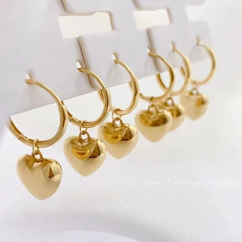 YUNLI Настоящие серьги-кольца из 18-каратного золота Pure AU750 Heart Drop Винтажные серьги для женщин в подарок от Fine Jewelry