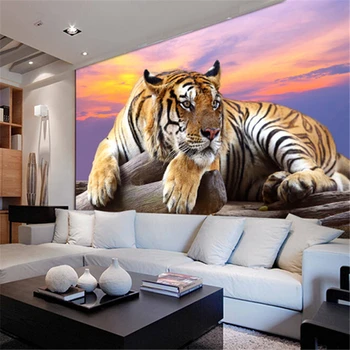 beibehang papel de parede фотообои на заказ Тигр Животное 3d большая фреска спальня гостиная диван телевизор фон вход