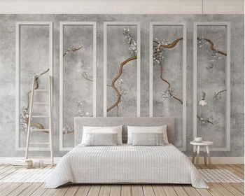 beibehang настроил современную серую цементную раму для стены, ветку дерева, цветок, 3D фон для телевизора, обои papel de parede.