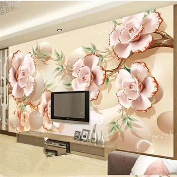 wellyu Индивидуальные большие фрески мода обустройство дома 3D стерео живопись круг цветок ТВ фон стены Papel de parede