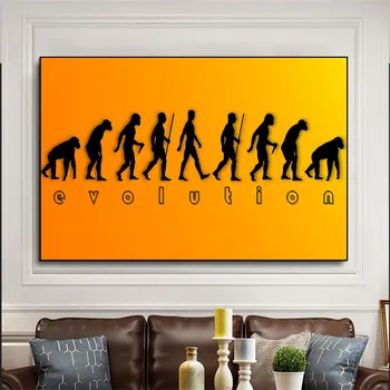 Абстрактная диаграмма эволюции человека, почтовая печать, картина на холсте, животные, обезьяны, настенные рисунки для украшения дома в гостиной