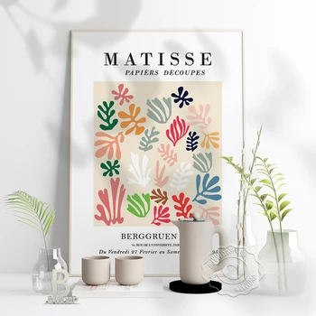 Абстрактный плакат Анри Матисса, Настенная живопись на холсте с коралловыми листьями, Плакаты на скандинавскую тему и принты, Настенные панно для гостиной