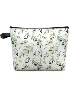 Акварельная Текстура оливковых листьев, дорожная косметичка большой емкости, Портативная сумка для хранения макияжа, женский водонепроницаемый пенал