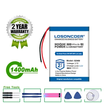 Аккумулятор LOSONCOER 1400 мАч 503450 523450 543450 Аккумулятор для смартфона DVD MP3 MP4 светодиодная лампа GPS