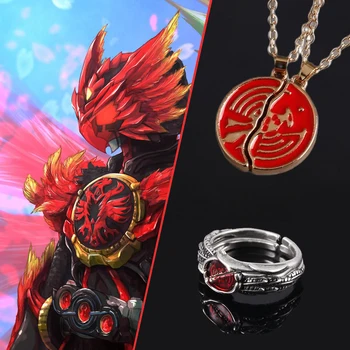 Аниме Kamen Rider OOO, ожерелье Для женщин, мужчин, Медаль Ankh's Broken Taka Core, Подвески, Кольца, Наборы ювелирных изделий