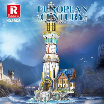 Архитектурная модель маяка с видом на улицу Европейского века, модульные строительные блоки, кирпичи, развивающие игрушки, Детский подарочный набор