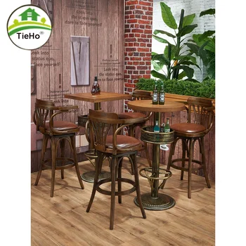 Вращающийся барный стул из массива дерева в американском стиле, гостиная, кухня, Высокий обеденный стул со спинкой, мебель для дома 75 см