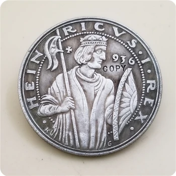 Германия 1936 года: медаль Третьего рейха, посвященная 1000-летию Генриха I. Дизайн монеты-КОПИИ выполнен Карлом Гетом.