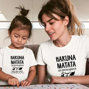 Детская футболка HAKUNA MATATA Clothes Kids С коротким Рукавом Kawaii Tees Топ С Графическим Принтом Короля Льва Женская Мужская Футболка Famliy Look