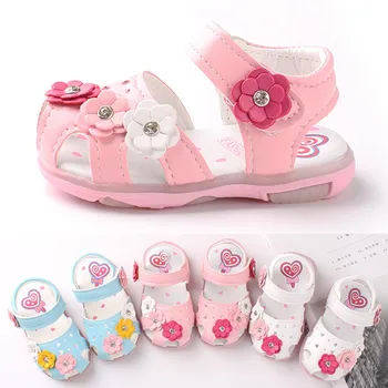 Детские Цветы, обувь для девочек, Сандалии для малышей, детская светодиодная светящаяся детская обувь