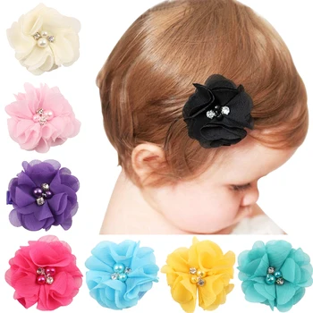 Детские заколки для волос из цельного шифона с цветами, мини-заколки для волос для новорожденных, аксессуары для волос, детские заколки для волос, цветочные заколки для девочек