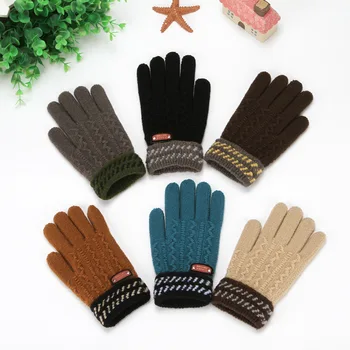 Детские перчатки зимние перчатки с пятью пальцами для мальчиков, утолщенные студенческие перчатки для письма для мальчиков 6-15 лет, перчатки для пальцев C35