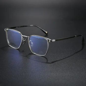 Дизайнерские сверхлегкие деловые очки из чистого титана в оправе для очков от близорукости для улицы высшего качества с футляром