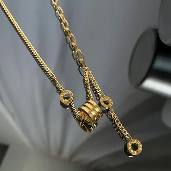 Женские ожерелья из нержавеющей стали, длинные цепочки, Аксессуары для колье с римскими цифрами, ювелирные изделия