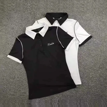Женские рубашки для гольфа, летняя однотонная одежда для гольфа, одежда для отдыха с коротким рукавом, Быстросохнущие дышащие футболки для гольфа