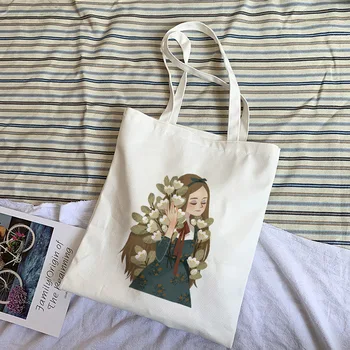 Женские сумки, тканевая холщовая сумка-тоут, женские эко-сумки для покупок с мультяшным рисунком, многоразовые сумки для покупок на плечо, Bolsas De Tela