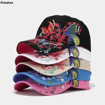 Женские шляпы в стиле хип-хоп с бабочкой, расшитые цветочными блестками, элегантная женская бейсболка с цветочным рисунком, модная праздничная кепка 