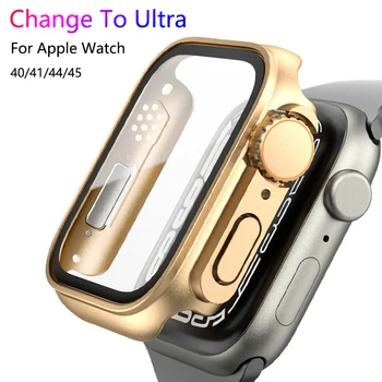 Замена на Ultra для корпуса Apple Watch Крышка из закаленного стекла 8 7 6 5 4 45 мм 44 мм 41 мм 40 мм Интегрированное обновление внешнего вида до Ultra